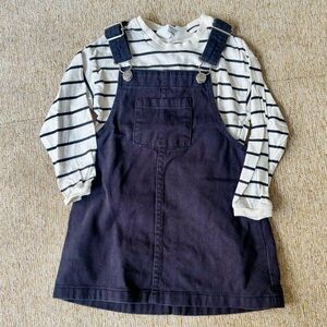 H&M Skirtall (Overall skirt) set with Striped Shirt -3T